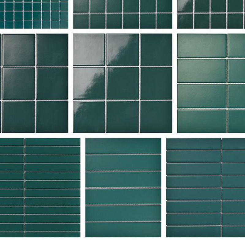 Frendorf | Quadrat Mosaik Peel & Stick Fliese in Grün Wasserbeständige Mosaikfliese