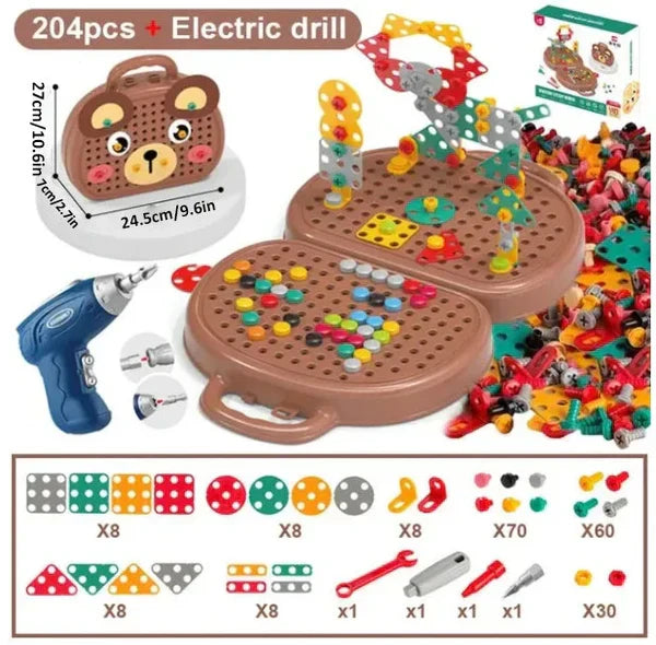 Frendorf | Kinder Elektrische Bohrmaschine Puzzle Werkzeugkasten