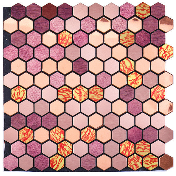 Frendorf | Modern Tile-Peel & Stick Metallmosaikfliese Sechseckige Peel & Stick U-Bahnfliese