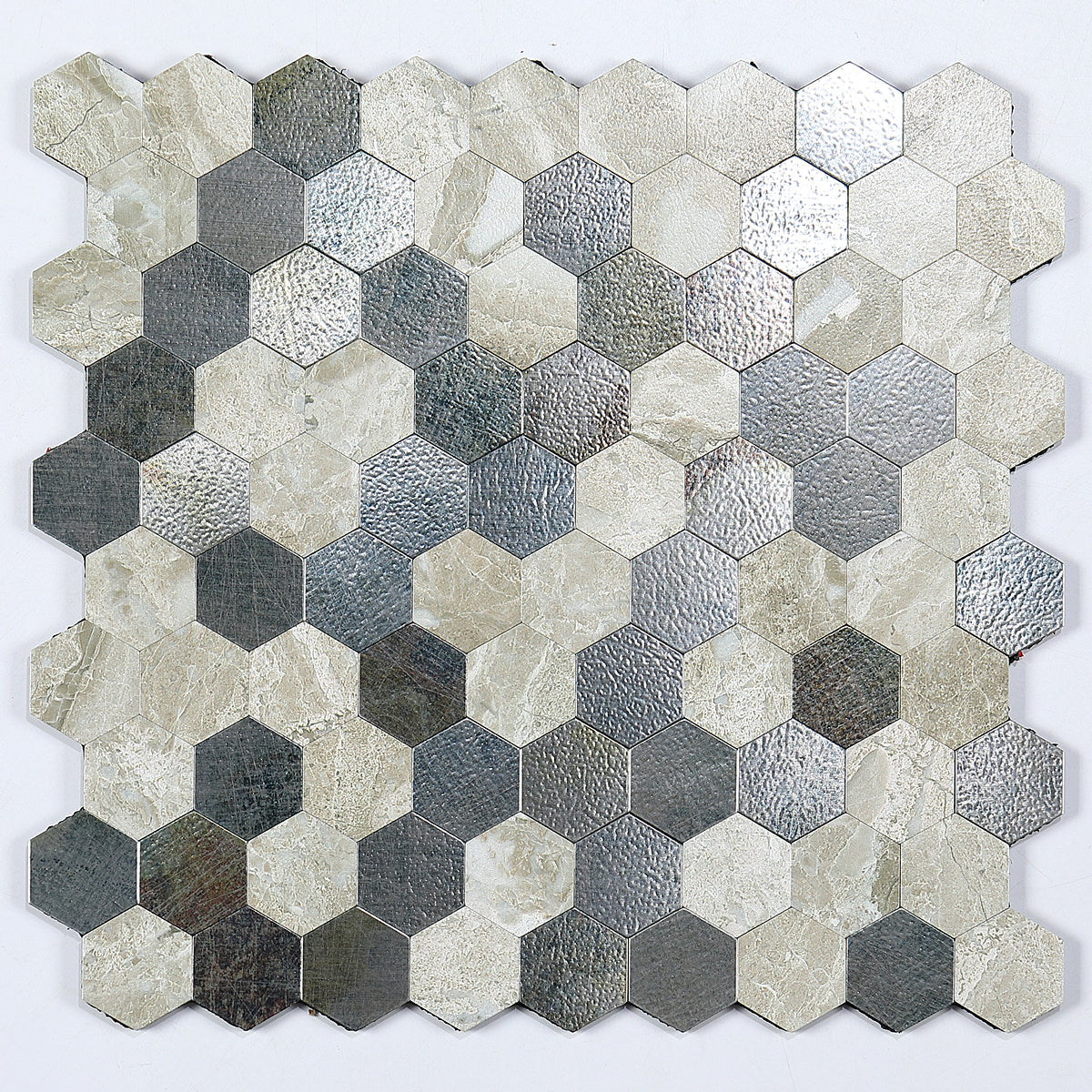 Frendorf | Modern Tile-Peel & Stick Metallmosaikfliese Sechseckige Peel & Stick U-Bahnfliese