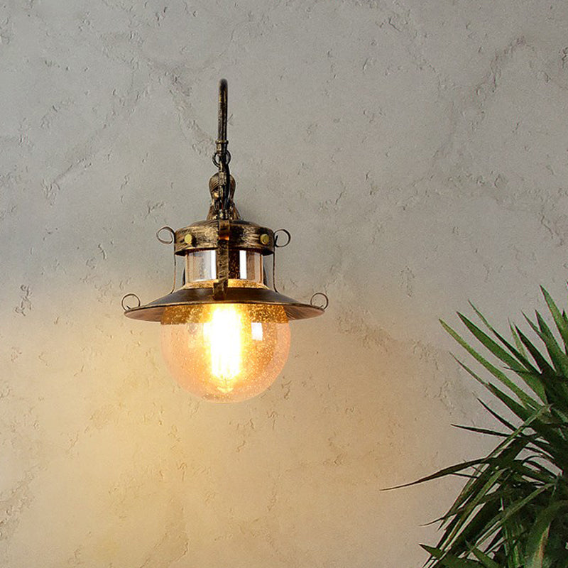 Frendorf | Ball Klare Waterglas Wandlicht Armatuur Klassiek 1 Kop Eetkamer Wandlamp in Messing met Zeemeerminarm