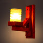 Frendorf | Rood Bruin Cilinder Muurmontage Lamp Traditionele Deuk Glas 1/2-Licht Slaapkamer Wandlamp Lichtarmatuur met Houten Arm