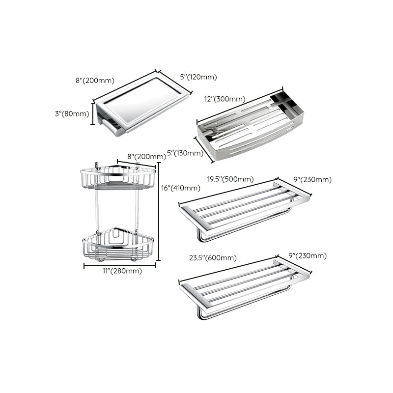 Frendorf | Zeitgenössisches Badezimmerzubehör Hardware-Set in Silber mit Seifenschale