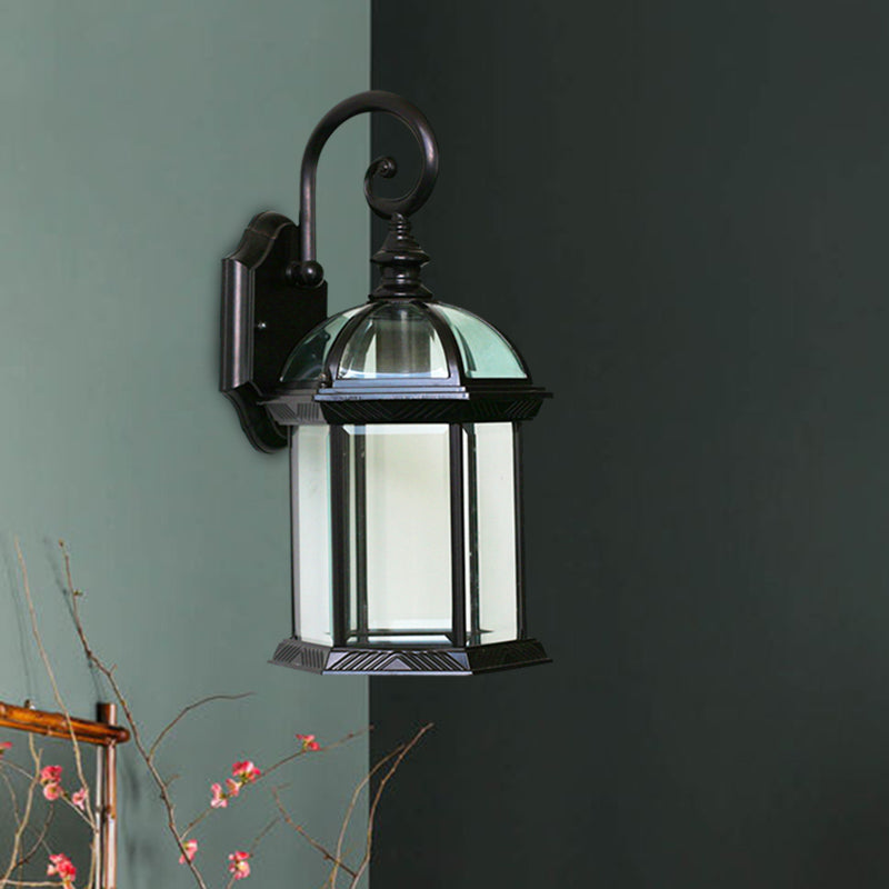 Vogelk cage Außen Wand montierte Leuchte rustikal klar/gefrostetes Glas 1-Kopf Schwarz/Bronze Finish Wandlampe