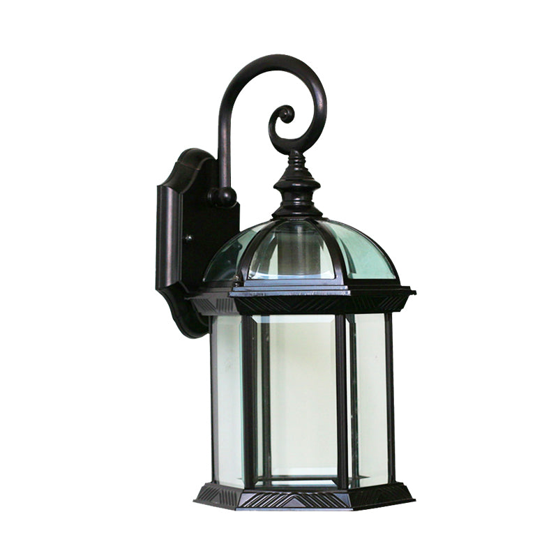 Vogelk cage Außen Wand montierte Leuchte rustikal klar/gefrostetes Glas 1-Kopf Schwarz/Bronze Finish Wandlampe