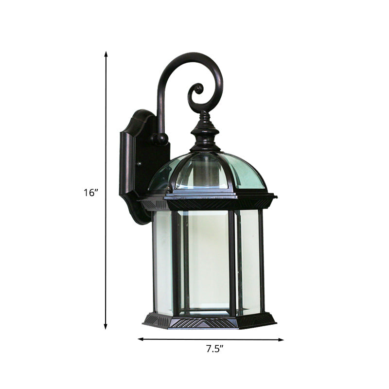 Vogelk cage Außen Wand montierte Leuchte rustikal klar/gefrostetes Glas 1-Kopf Schwarz/Bronze Finish Wandlampe