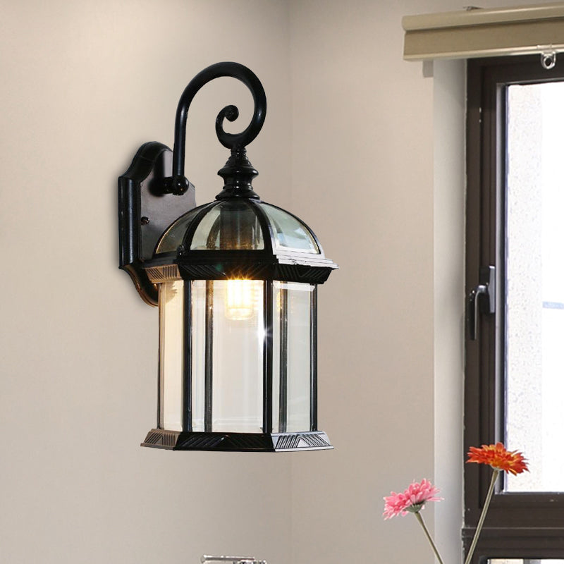 Vogelk cage Außen Wand montierte Leuchte rustikal klar/gefrostetes Glas 1-Kopf Schwarz/Bronze Finish Wandlampe