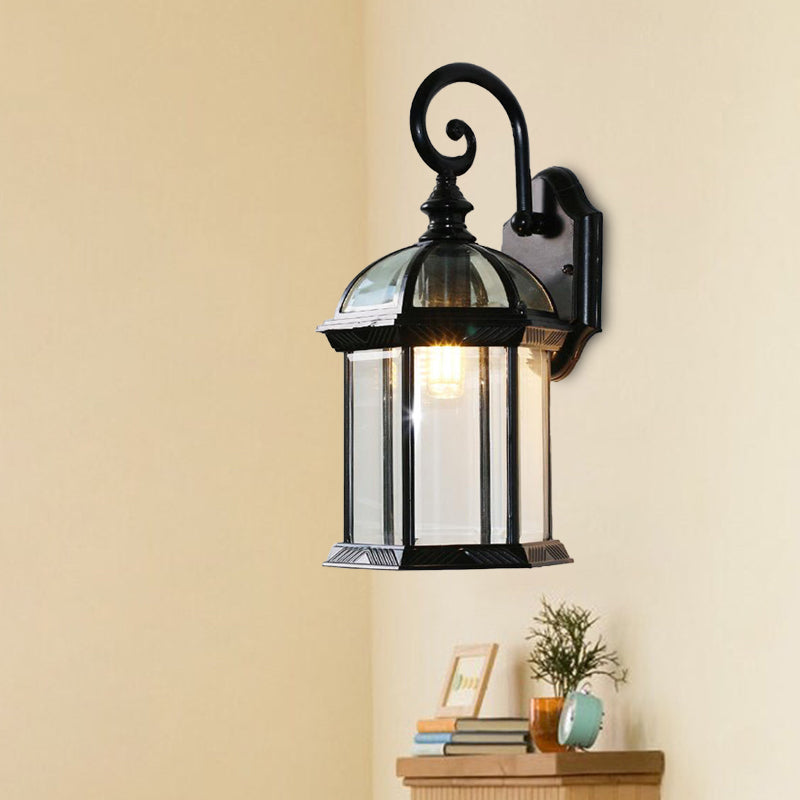 Frendorf | Vogelkooi Buitenwandgemonteerd Licht Ruraal Helder/Gehoord Glas 1-Kop Zwart/Bronzen Afwerking Wandlamp
