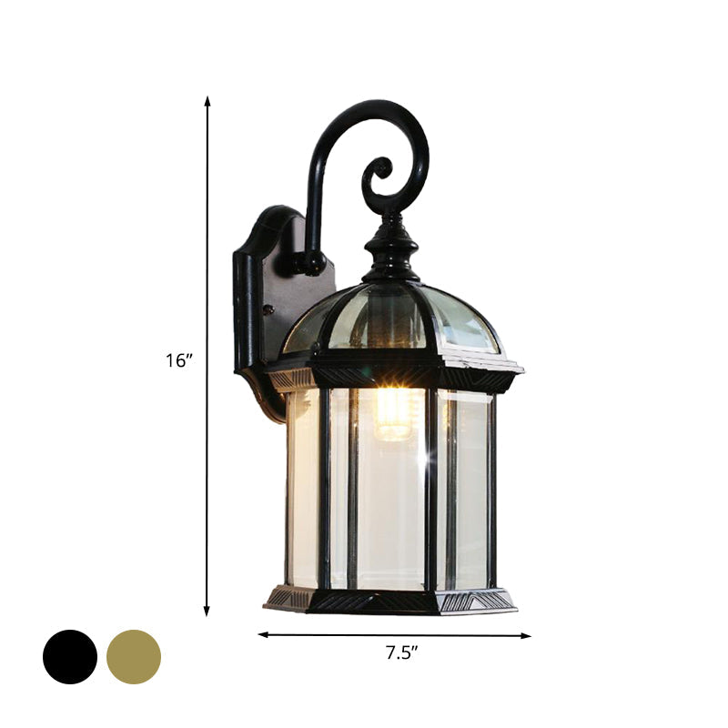 Frendorf | Vogelkooi Buitenwandgemonteerd Licht Ruraal Helder/Gehoord Glas 1-Kop Zwart/Bronzen Afwerking Wandlamp