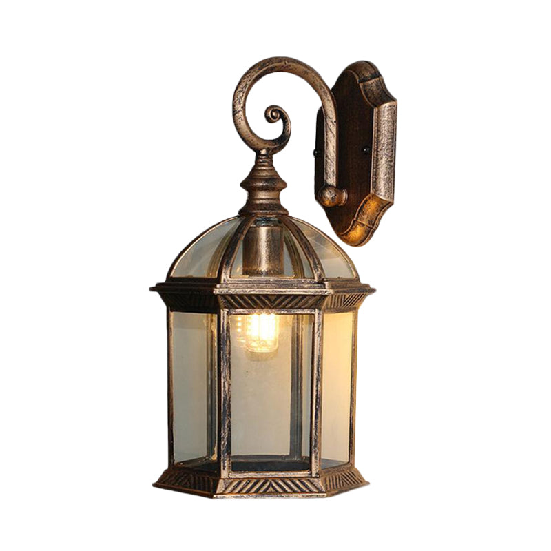 Vogelk cage Außen Wand montierte Leuchte rustikal klar/gefrostetes Glas 1-Kopf Schwarz/Bronze Finish Wandlampe