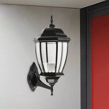Frendorf | Klarer Glas Urne Form Wand Beleuchtung Ideen Land 1 Glühbirne Innenhof Wandleuchte Lampe Leuchte in Schwarz