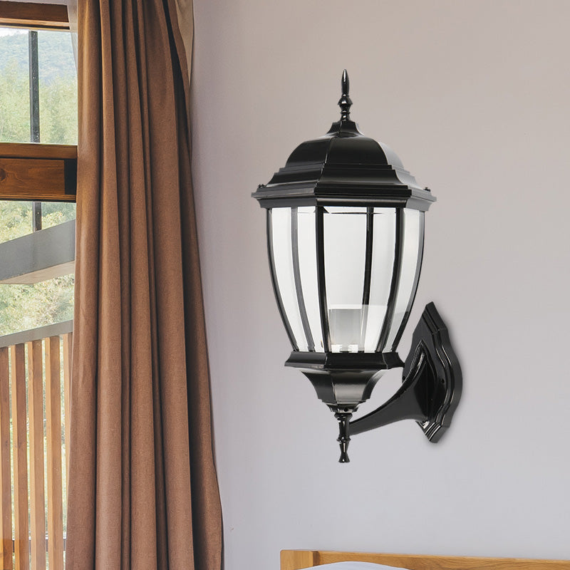 Frendorf | Klarer Glas Urne Form Wand Beleuchtung Ideen Land 1 Glühbirne Innenhof Wandleuchte Lampe Leuchte in Schwarz