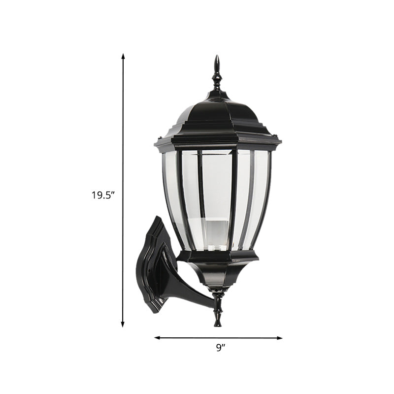 Frendorf | Klarer Glas Urne Form Wand Beleuchtung Ideen Land 1 Glühbirne Innenhof Wandleuchte Lampe Leuchte in Schwarz
