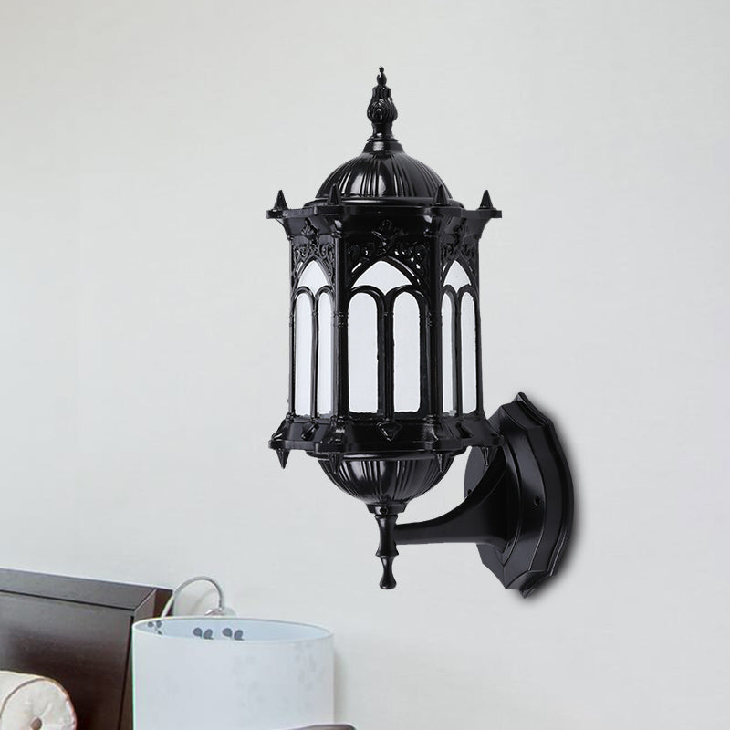 Frendorf | 1-Bulb Pavilion Wandlamp Rustiek Zwart/Brass Aluminium Wandkandelaar Lamp met Duidelijke Glazen Kap