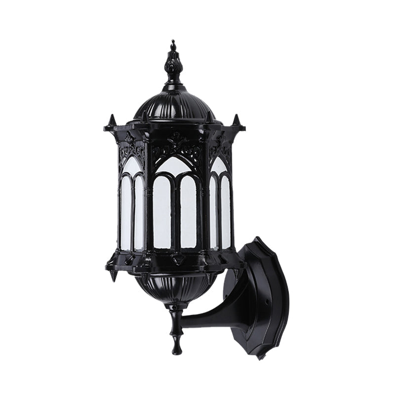 Frendorf | 1-Bulb Pavilion Wandlamp Rustiek Zwart/Brass Aluminium Wandkandelaar Lamp met Duidelijke Glazen Kap