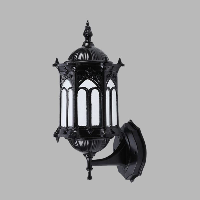 Frendorf | 1-Bulb Pavilion Wandlamp Rustiek Zwart/Brass Aluminium Wandkandelaar Lamp met Duidelijke Glazen Kap