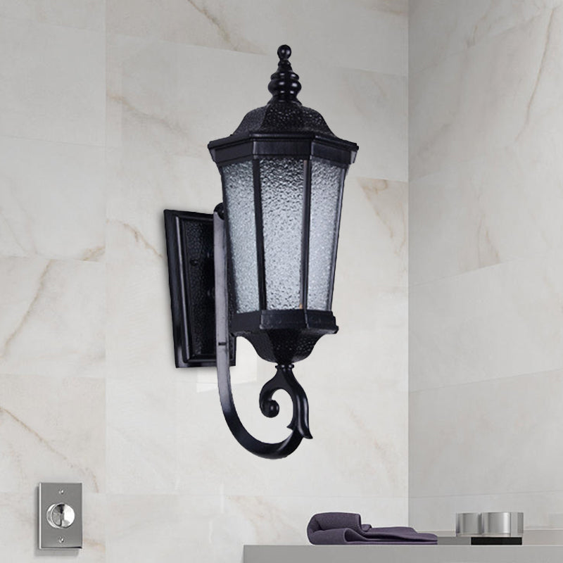 Frendorf | 1-Light Verum Wandlamp Verlichting Land Waterglas Zwarte Afwerking Wandmontage Armatuur
