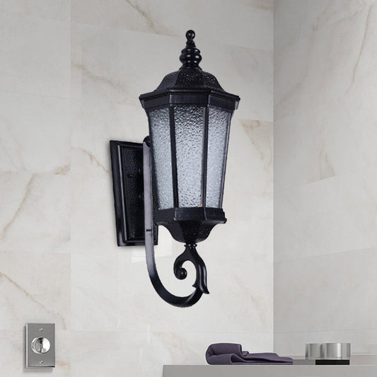 Frendorf | 1-Light Verum Wandlamp Verlichting Land Waterglas Zwarte Afwerking Wandmontage Armatuur