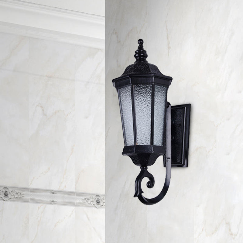 Frendorf | 1-Light Verum Wandlamp Verlichting Land Waterglas Zwarte Afwerking Wandmontage Armatuur