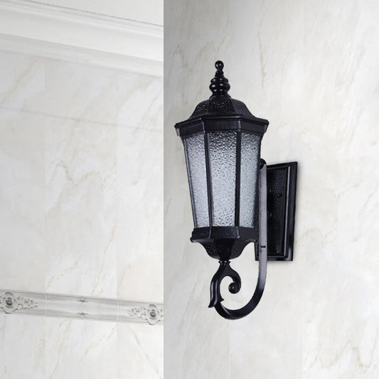 Frendorf | 1-Light Verum Wandlamp Verlichting Land Waterglas Zwarte Afwerking Wandmontage Armatuur