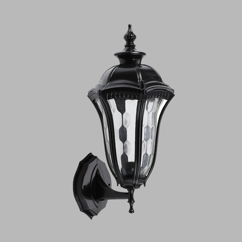 Frendorf | Urn Buiten Wandlamp Verlichting Rustiek Helder Dimpled Glas 1 Peertje Zwarte Wandlamp Fixture