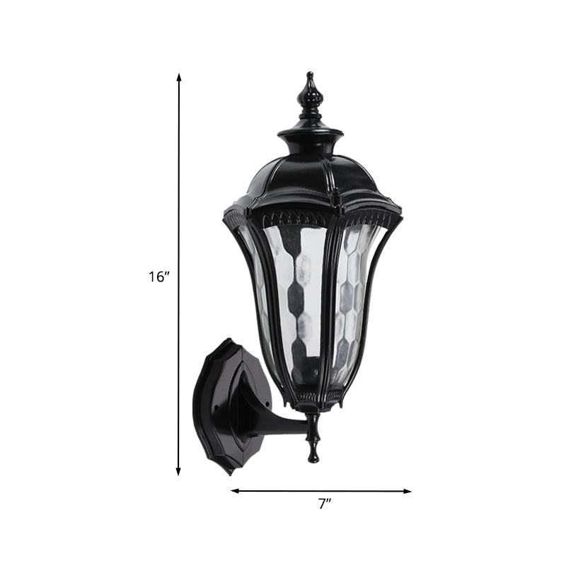 Frendorf | Urn Buiten Wandlamp Verlichting Rustiek Helder Dimpled Glas 1 Peertje Zwarte Wandlamp Fixture