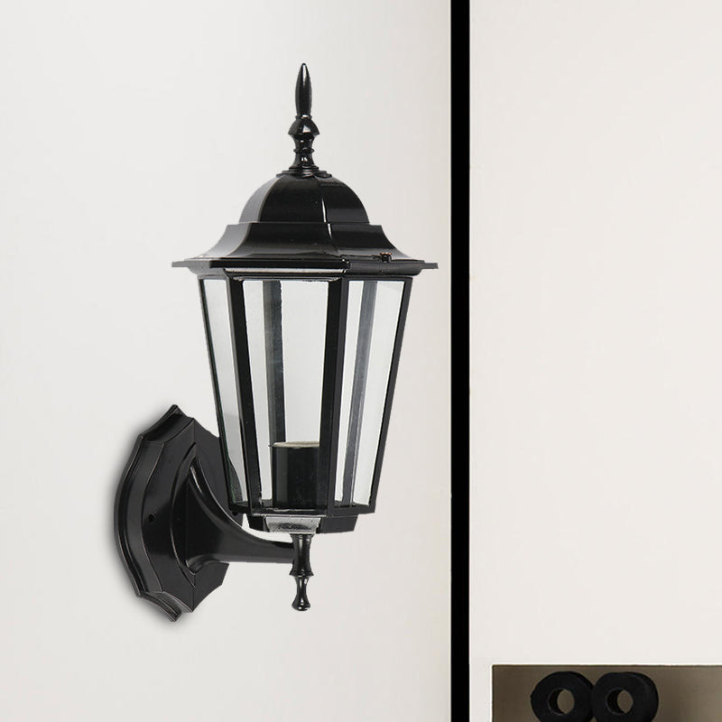 Frendorf | 1 Licht Geometrische Wandlamp Lodges Klaar Glas Zwarte Afwerking Wandgemonteerde Lamp voor Poort