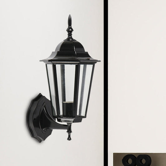 Frendorf | 1 Licht Geometrische Wandlamp Lodges Klaar Glas Zwarte Afwerking Wandgemonteerde Lamp voor Poort