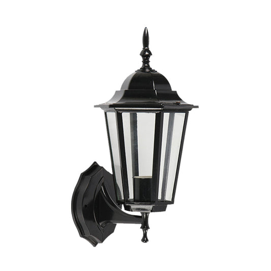 Frendorf | 1 Licht Geometrische Wandlamp Lodges Klaar Glas Zwarte Afwerking Wandgemonteerde Lamp voor Poort