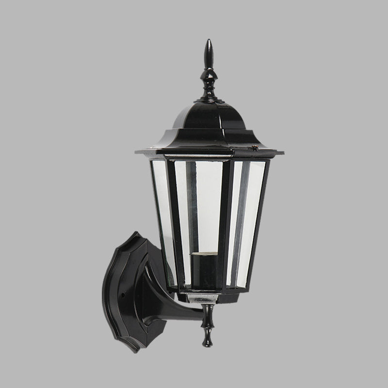 Frendorf | 1 Licht Geometrische Wandlamp Lodges Klaar Glas Zwarte Afwerking Wandgemonteerde Lamp voor Poort