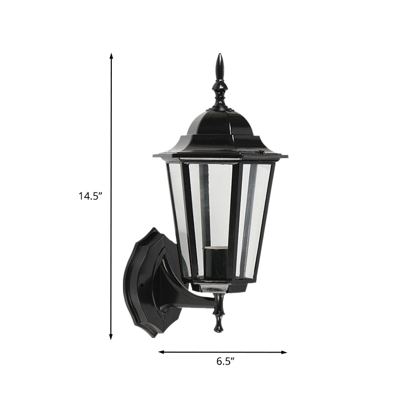 Frendorf | 1 Licht Geometrische Wandlamp Lodges Klaar Glas Zwarte Afwerking Wandgemonteerde Lamp voor Poort