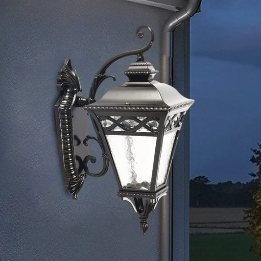 Frendorf | 1 Licht Conische Wandverlichting Ideeën Lodges Zwarte Afwerking Duidelijk Waterglas Wandlamp