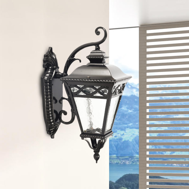 Frendorf | 1 Licht Conische Wandverlichting Ideeën Lodges Zwarte Afwerking Duidelijk Waterglas Wandlamp