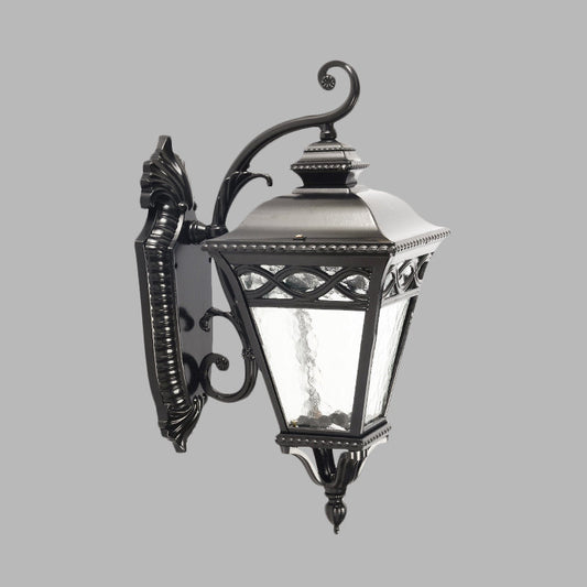 Frendorf | 1 Licht Conische Wandverlichting Ideeën Lodges Zwarte Afwerking Duidelijk Waterglas Wandlamp