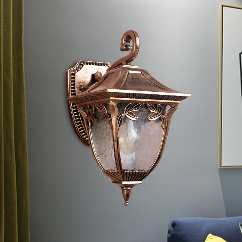 Frendorf | Eikel Binnenplaats Wandlamp Landelijk Duidelijk Waterglas 1 Licht Messing Muurbeugel Lamp
