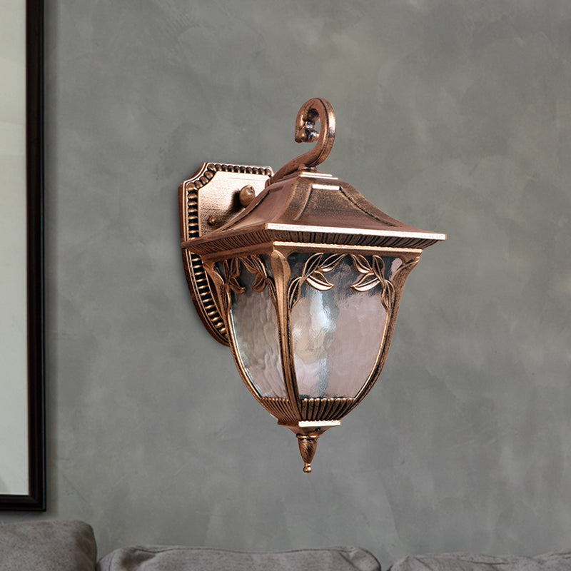Frendorf | Eikel Binnenplaats Wandlamp Landelijk Duidelijk Waterglas 1 Licht Messing Muurbeugel Lamp