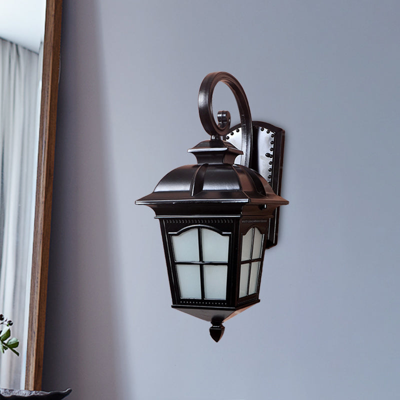 Frendorf | 1-Licht Gedraaide Arm Wandlamp Boerderij Zwart/Goud Aluminium Muur Gemonteerd Licht voor Courtyard