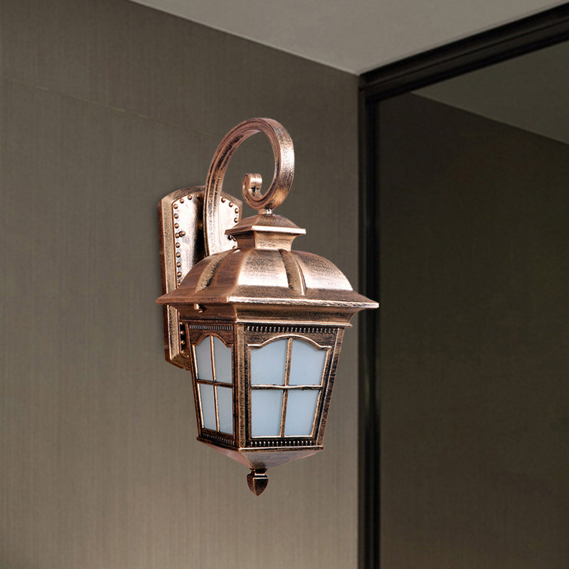 Frendorf | 1-Licht Gedraaide Arm Wandlamp Boerderij Zwart/Goud Aluminium Muur Gemonteerd Licht voor Courtyard