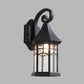 Frendorf | 1-Birne Klar Wasser Glas Wandlampe Bauernhaus Schwarz/Bronze Pavilion Innenhof Wandmontierte Leuchte
