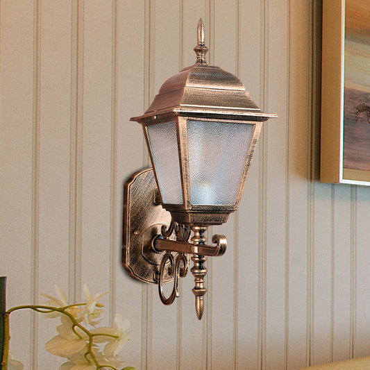 Frendorf | 1-Head Wandlamp Landhuis Geometrisch Gezaaid Glas Muurmontage Lamp Fixture in Messing
