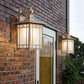 Frendorf | 1 Licht Pavillon Wandlamp Boerderij Zwart/Brass Afwerking Aluminium Wandmontage Lamp met Frosted Glas Shade