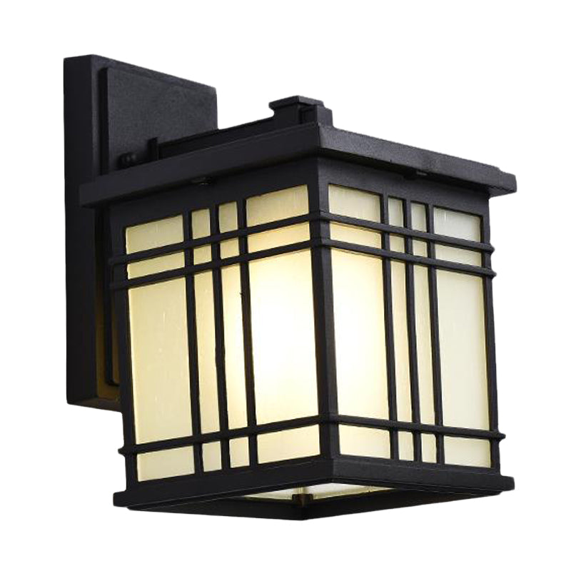 Frendorf | 1 Glühbirne Offene Unterseite Wandlampe Rustikal Schwarz Aluminium Wandmontage Licht mit Opalglas Schirm