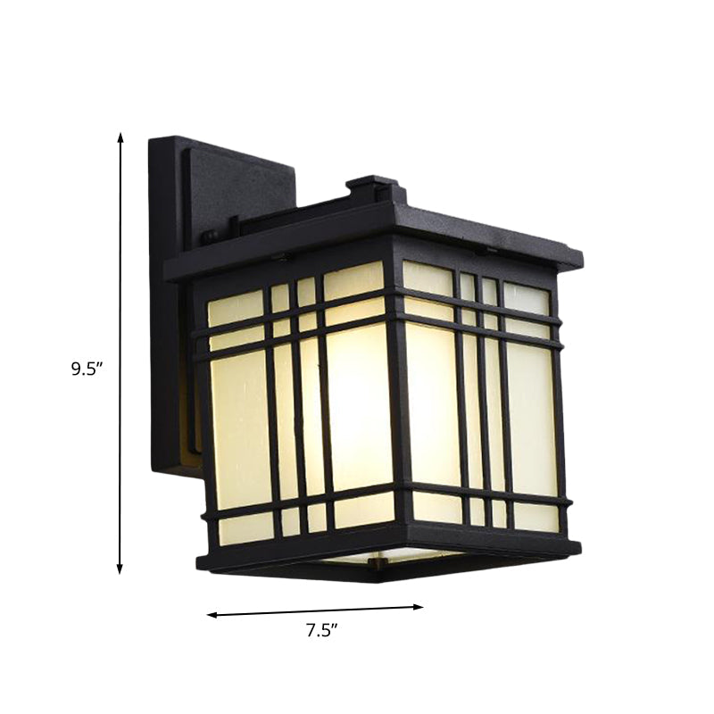 Frendorf | 1 Glühbirne Offene Unterseite Wandlampe Rustikal Schwarz Aluminium Wandmontage Licht mit Opalglas Schirm