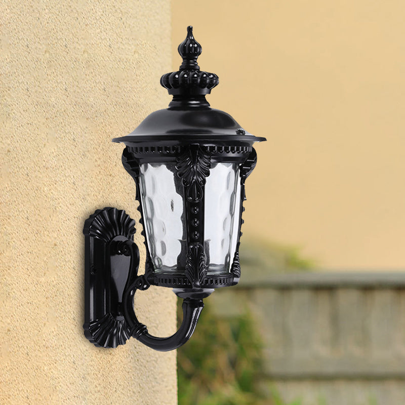 Frendorf | 1-Head Wandmontage Verlichting Rustieke Urn Water Glazen Wandlamp Wandlamp in Zwart voor Binnenplaats