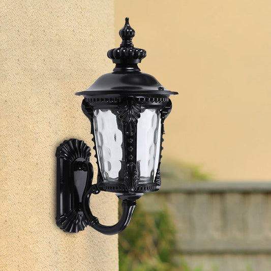Frendorf | 1-Head Wandmontage Verlichting Rustieke Urn Water Glazen Wandlamp Wandlamp in Zwart voor Binnenplaats