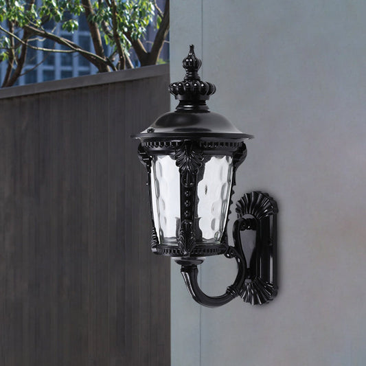 Frendorf | 1-Head Wandmontage Verlichting Rustieke Urn Water Glazen Wandlamp Wandlamp in Zwart voor Binnenplaats