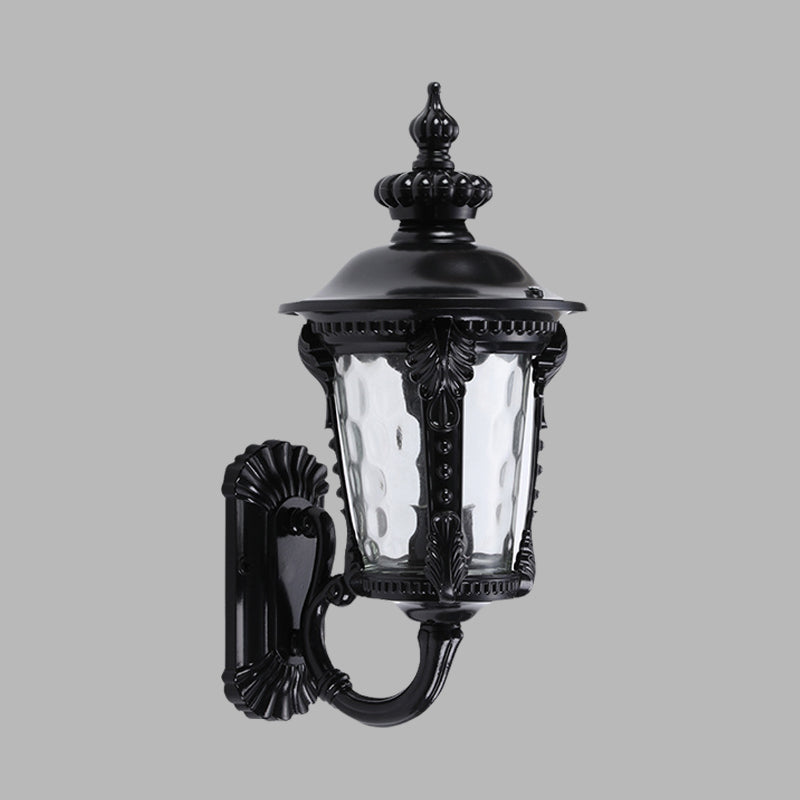 Frendorf | 1-Head Wandmontage Verlichting Rustieke Urn Water Glazen Wandlamp Wandlamp in Zwart voor Binnenplaats