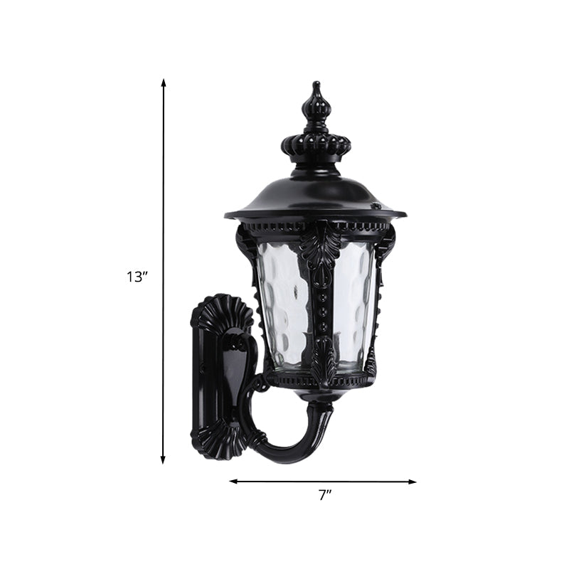 Frendorf | 1-Head Wandmontage Verlichting Rustieke Urn Water Glazen Wandlamp Wandlamp in Zwart voor Binnenplaats