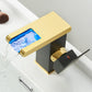 Frendorf | Moderner Wasserfallauslauf Waschbeckenarmatur mit LED Messing Waschbeckenarmatur