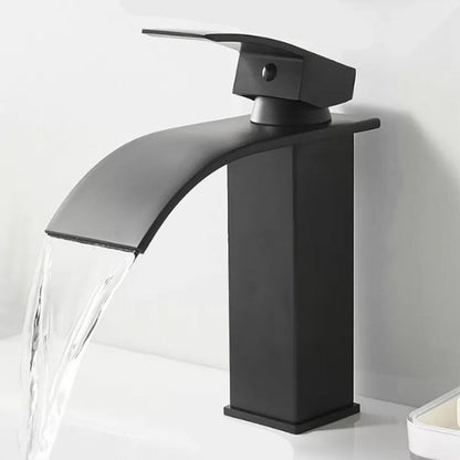 Frendorf | Moderner Wasserfallauslauf Waschbeckenarmatur mit LED Messing Waschbeckenarmatur